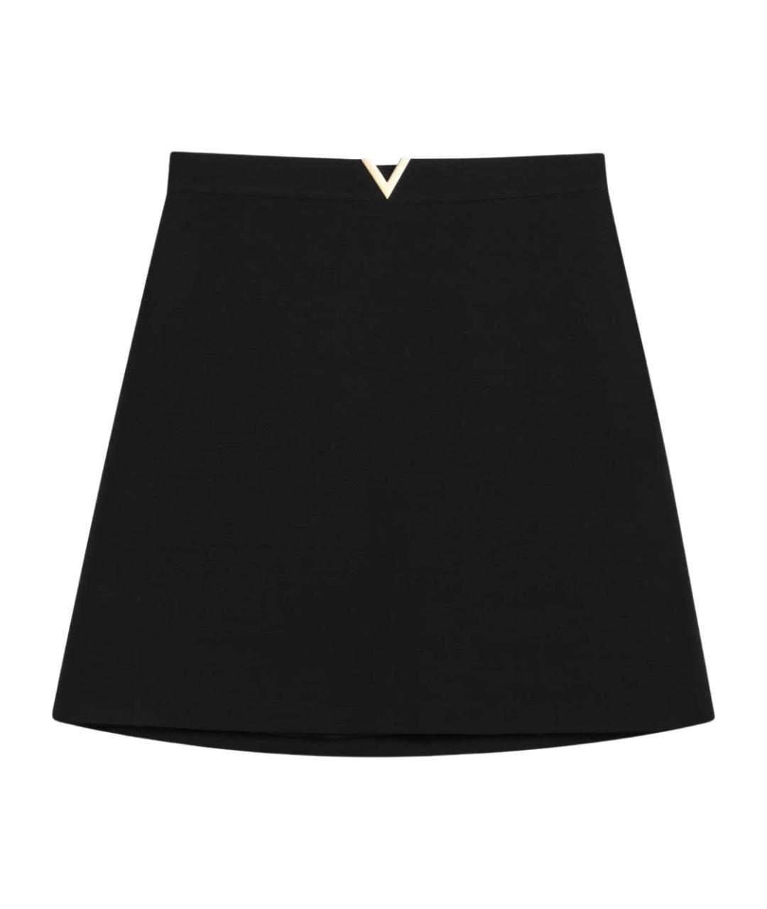 VALENTINO Черная шерстяная юбка мини, фото 1