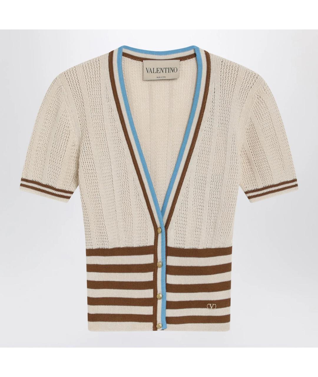 VALENTINO Бежевый хлопковый кардиган, фото 3