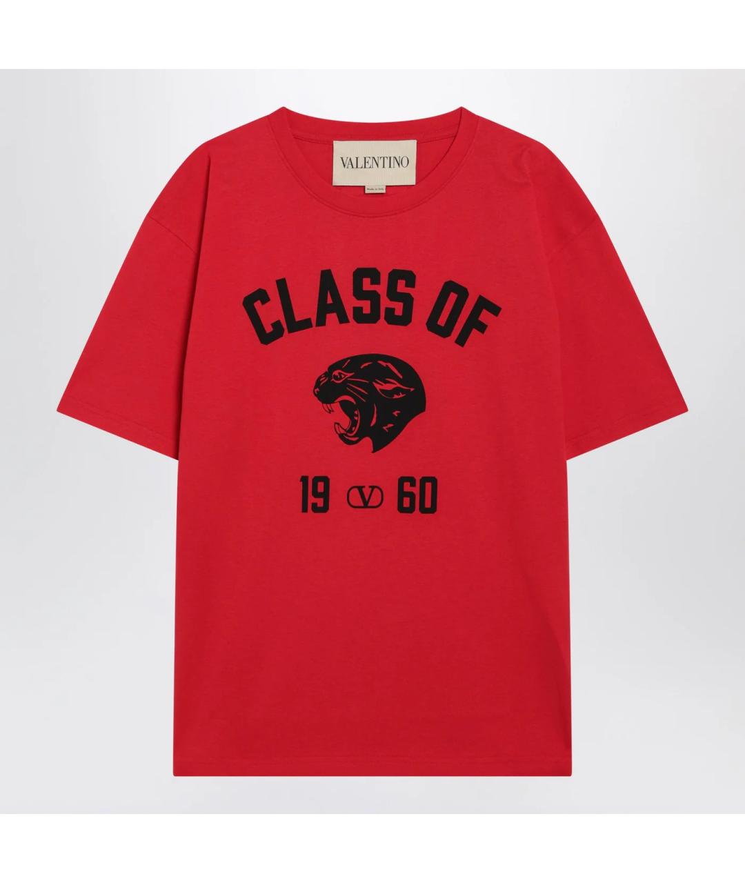 VALENTINO Красная хлопковая футболка, фото 3