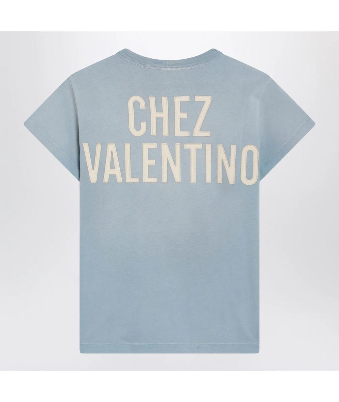 VALENTINO Голубая хлопковая футболка, фото 2