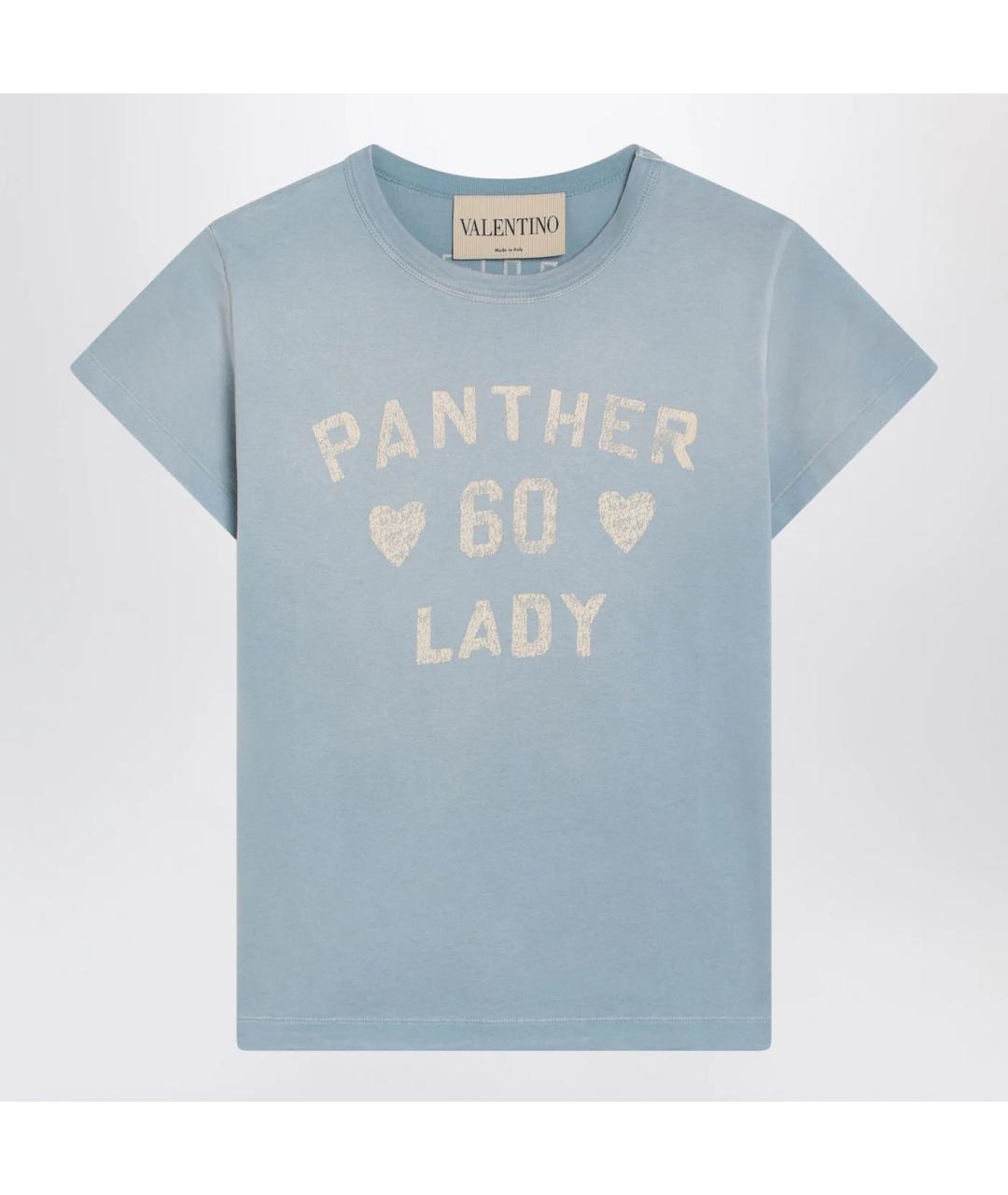 VALENTINO Голубая хлопковая футболка, фото 3