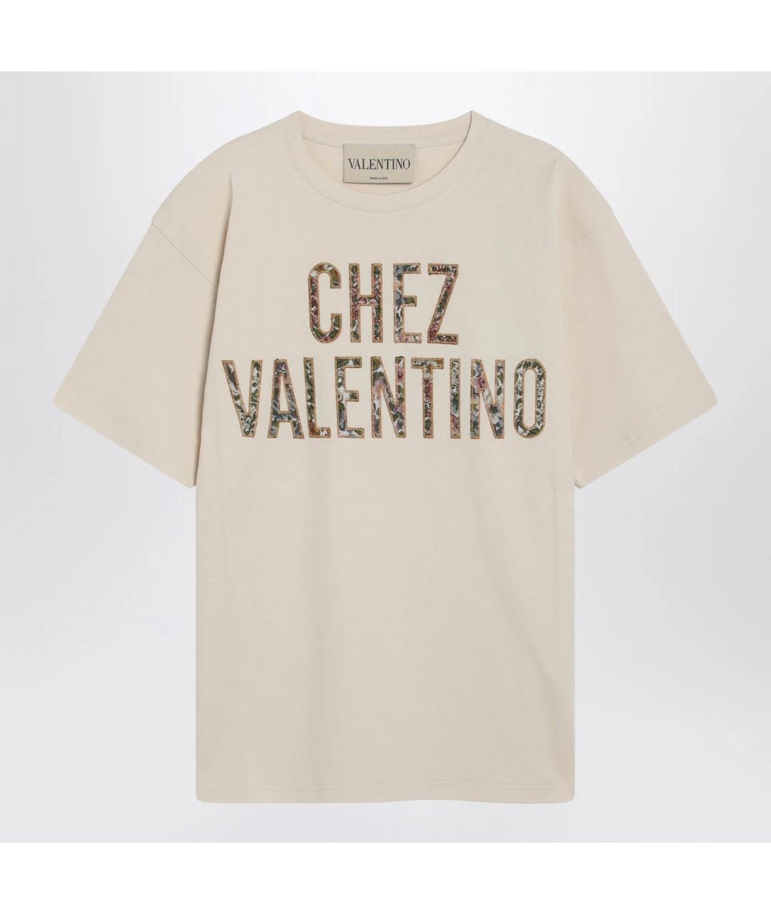 VALENTINO Бежевая хлопковая футболка, фото 3