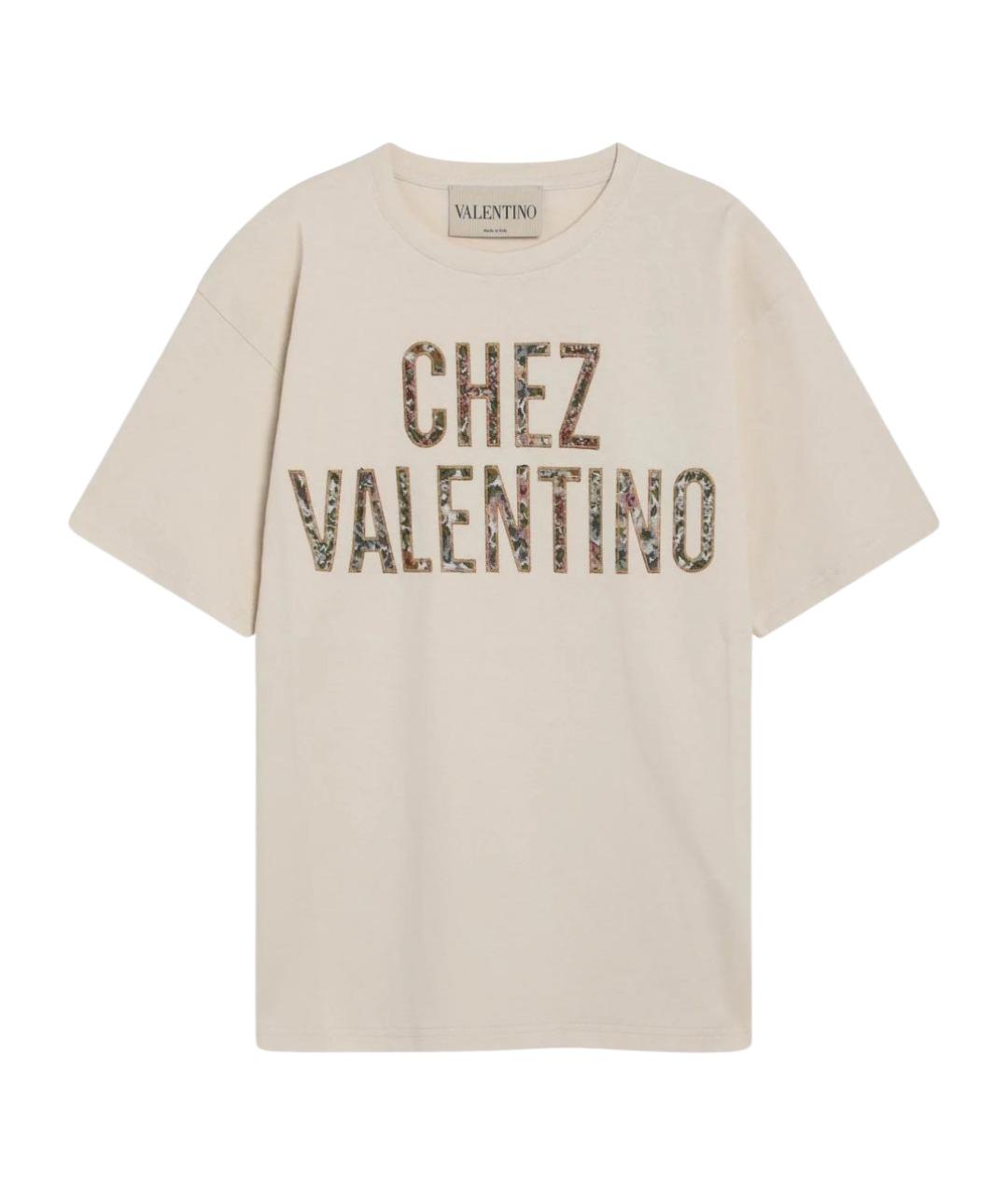 VALENTINO Бежевая хлопковая футболка, фото 1