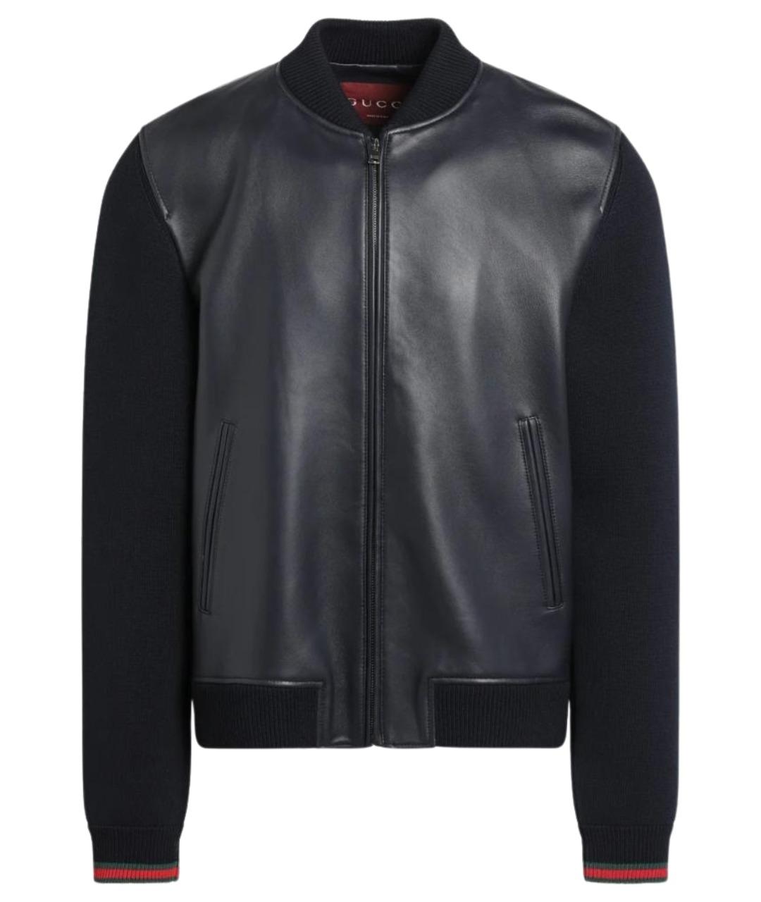 GUCCI Темно-синяя кожаная куртка, фото 1