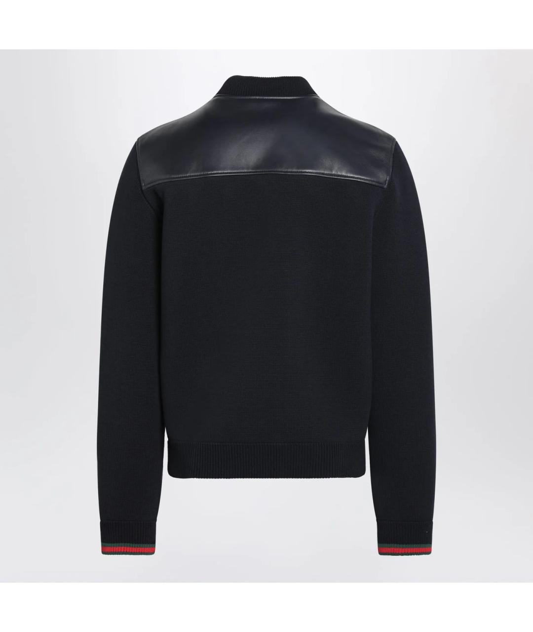 GUCCI Темно-синяя кожаная куртка, фото 2