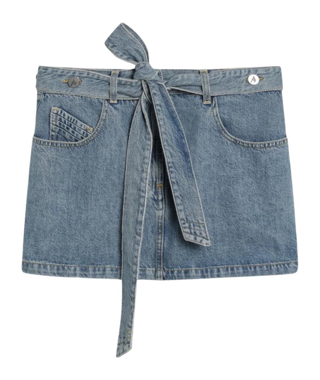 THE ATTICO Голубая деним юбка мини, фото 1