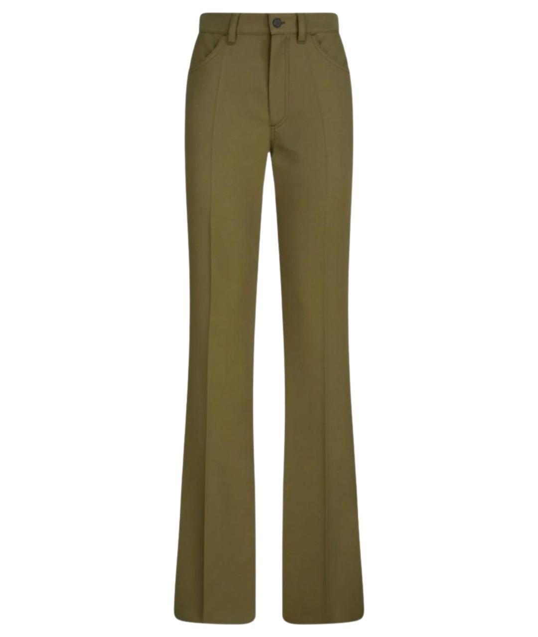 THE ATTICO Зеленые шерстяные прямые брюки, фото 1