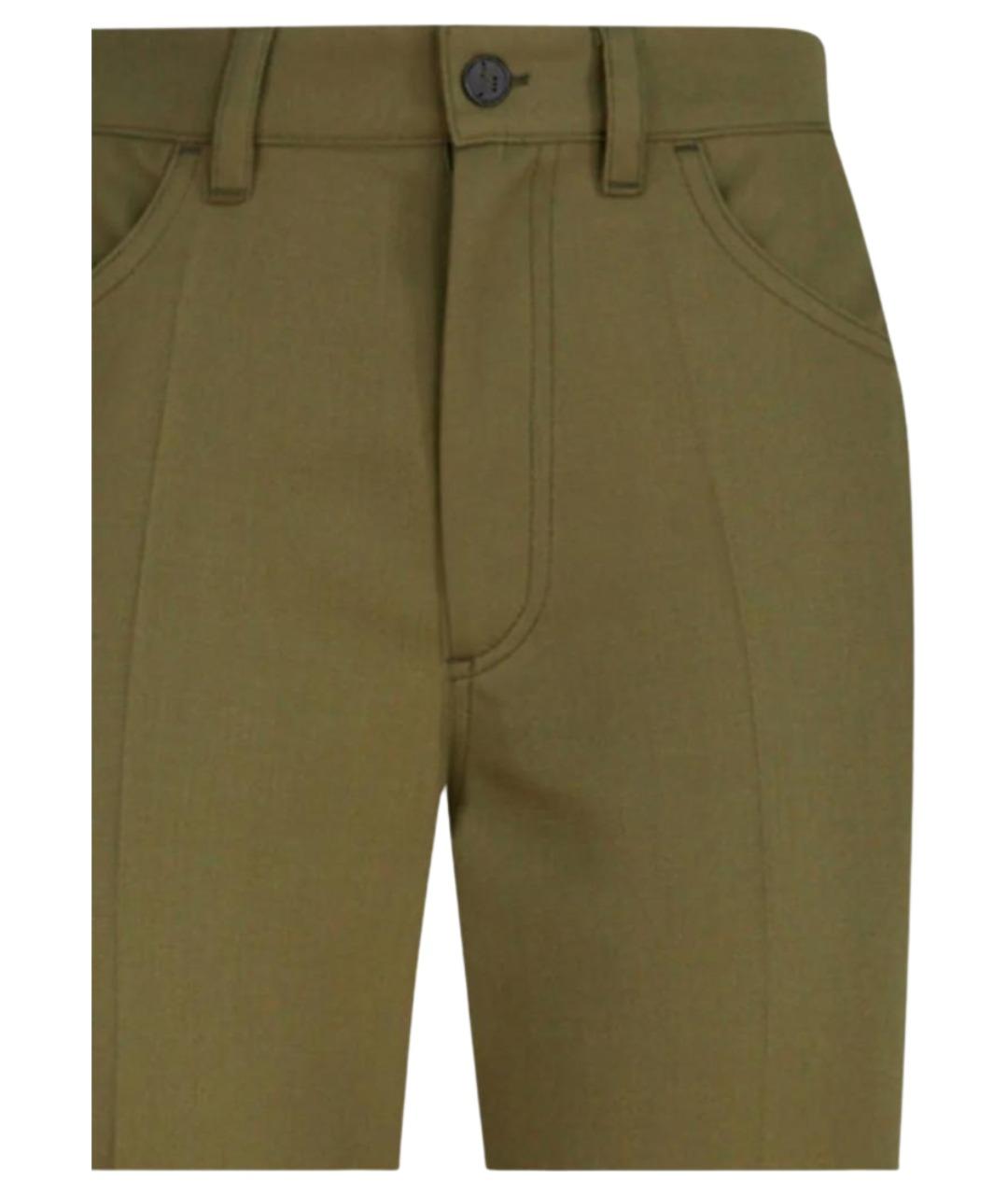 THE ATTICO Зеленые шерстяные прямые брюки, фото 2