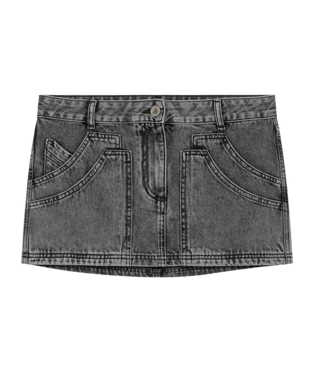 THE ATTICO Серая хлопковая юбка мини, фото 1