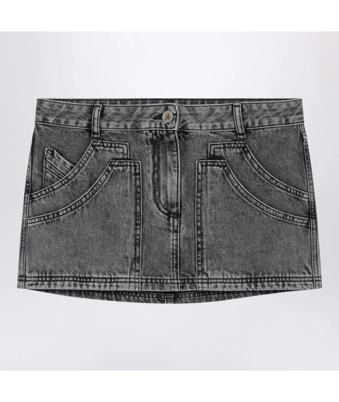 THE ATTICO Серая хлопковая юбка мини, фото 3