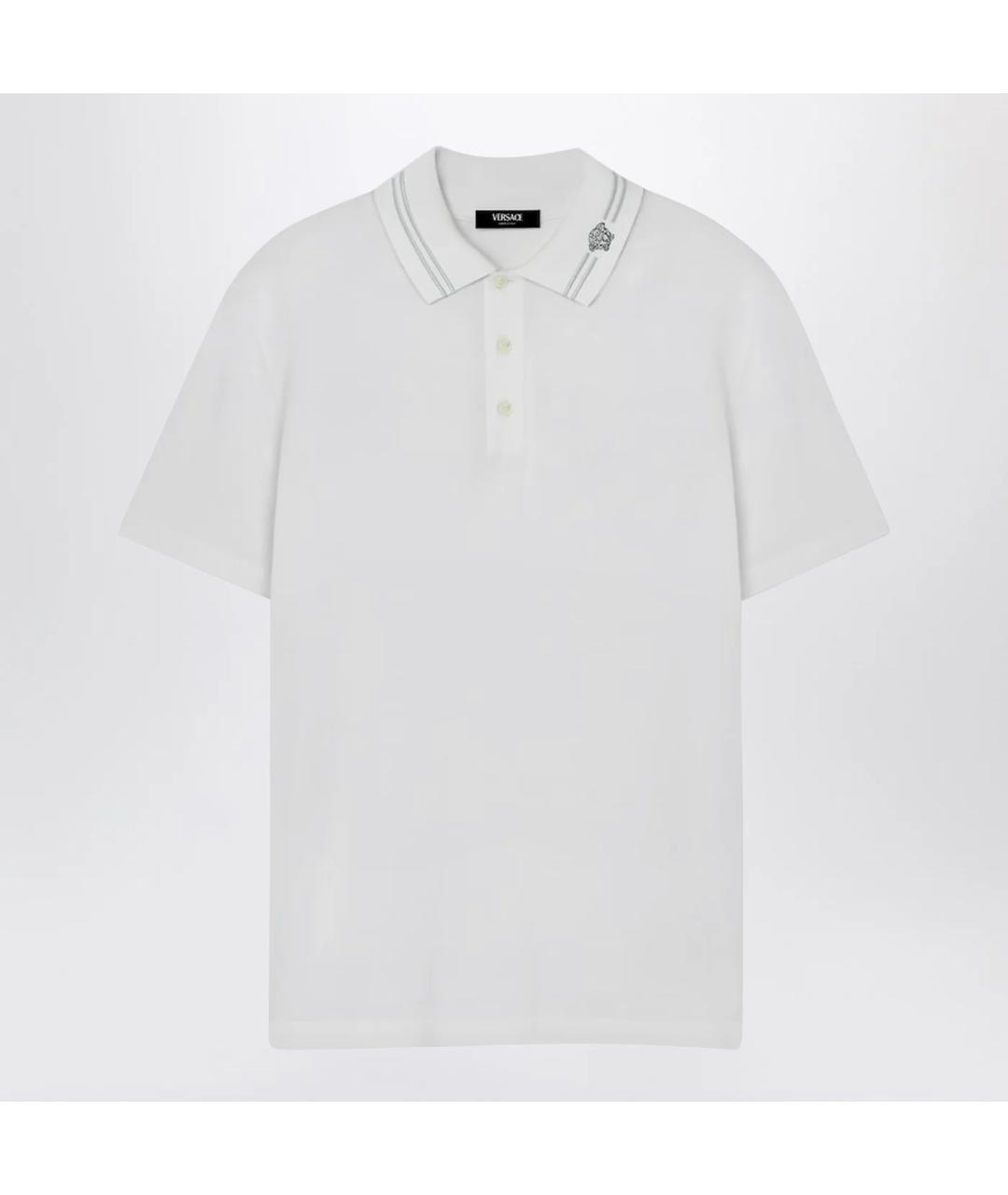 VERSACE Белое хлопковое поло с коротким рукавом, фото 3