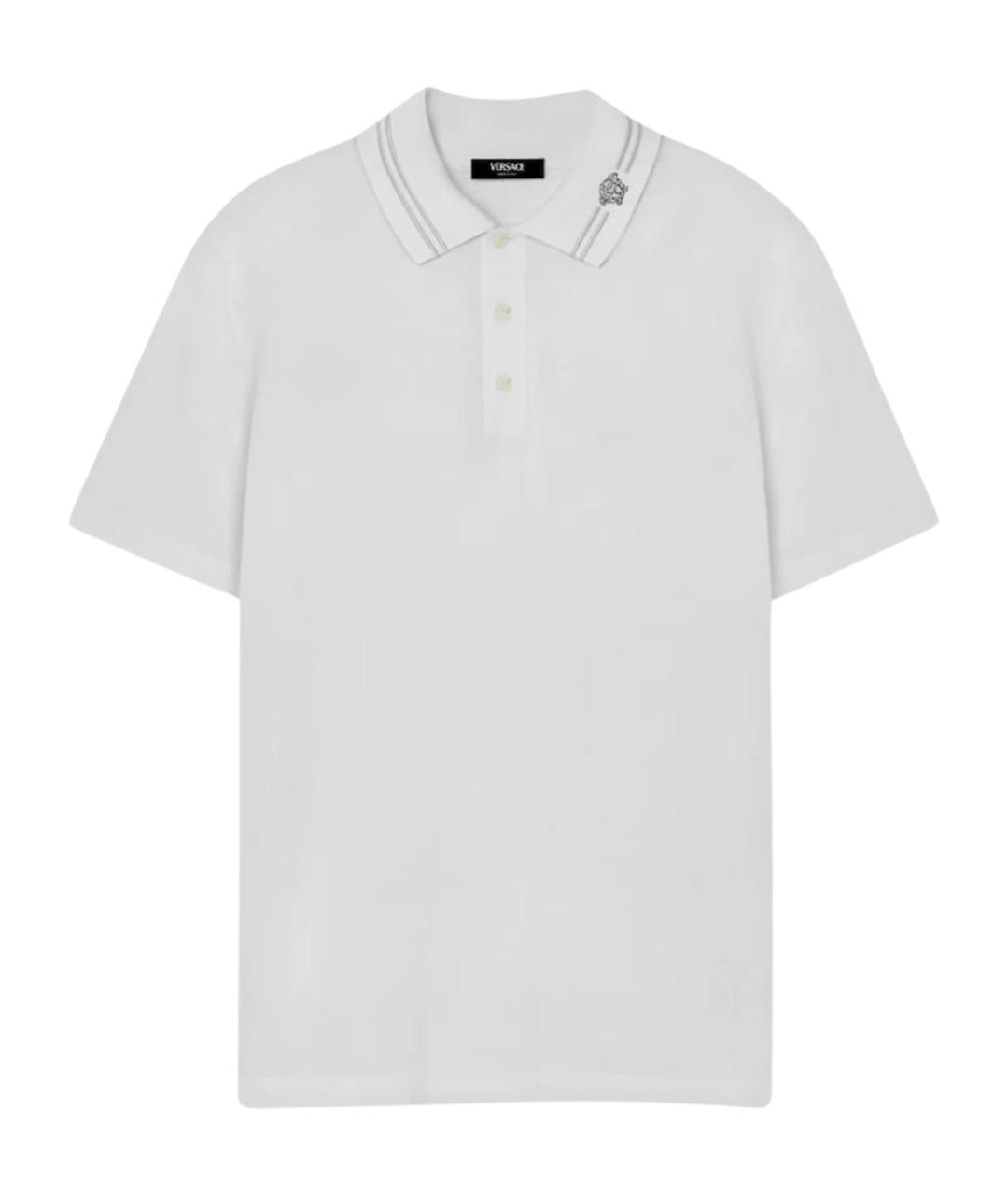 VERSACE Белое хлопковое поло с коротким рукавом, фото 1