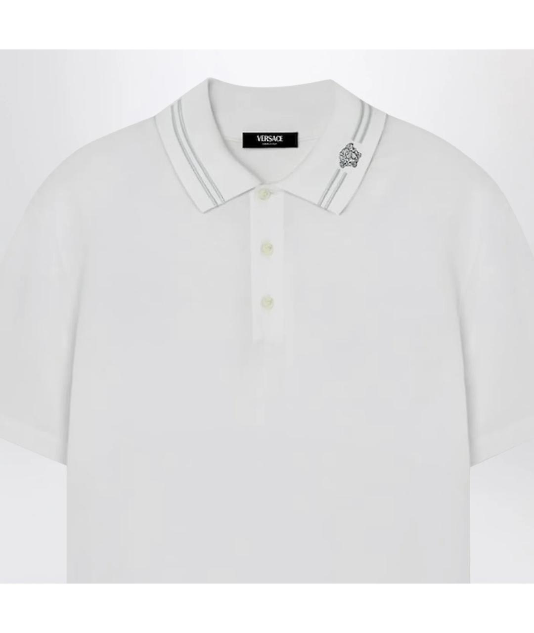 VERSACE Белое хлопковое поло с коротким рукавом, фото 2