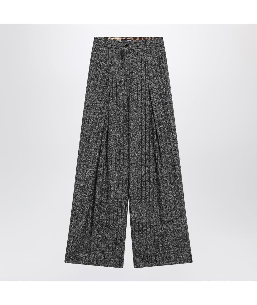 DOLCE&GABBANA Серые шерстяные брюки широкие, фото 3