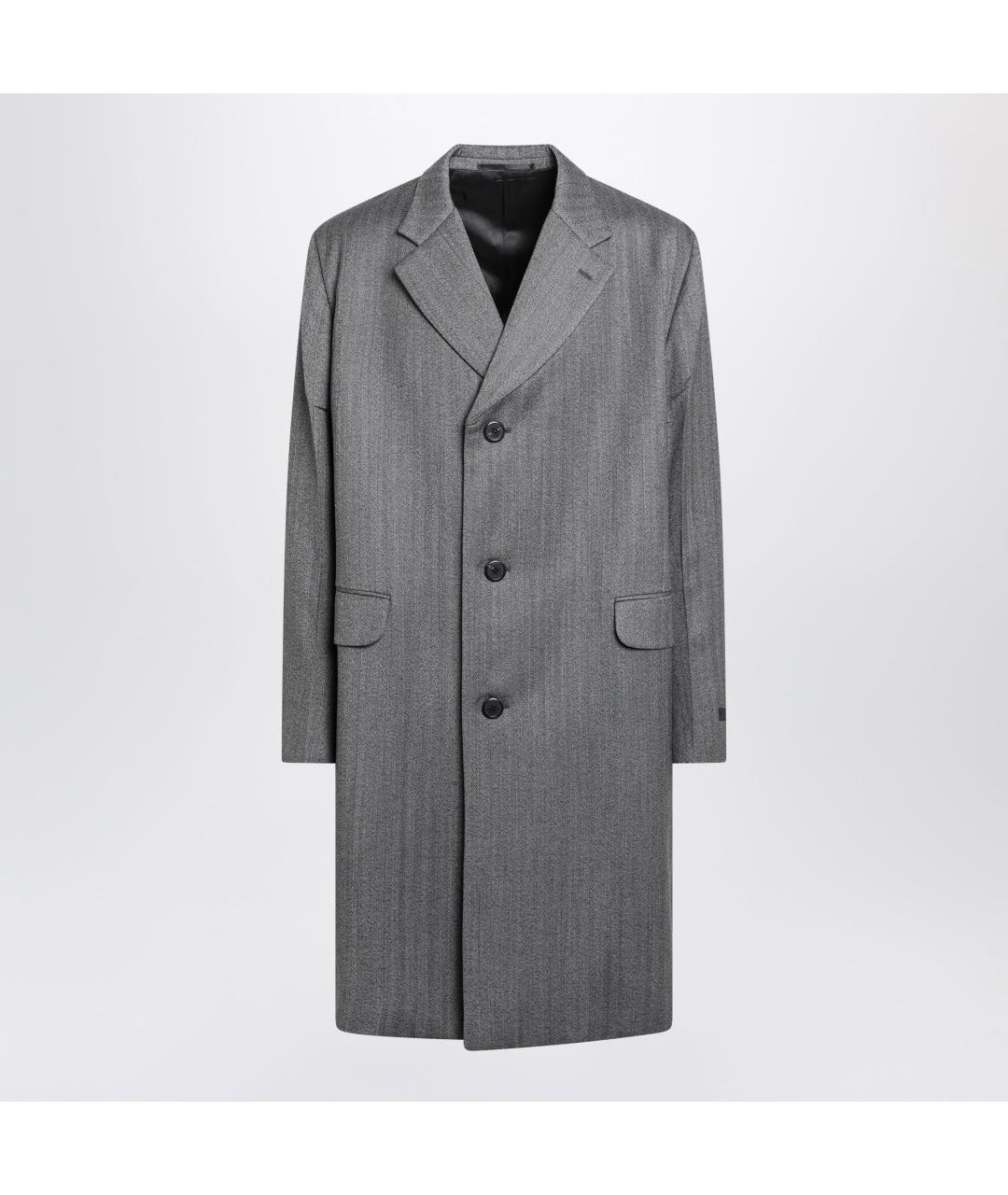 PRADA Серое шерстяное пальто, фото 3