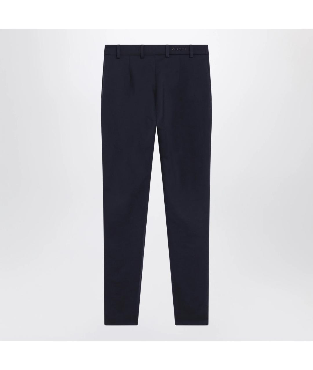 GUCCI Темно-синие шерстяные прямые брюки, фото 2