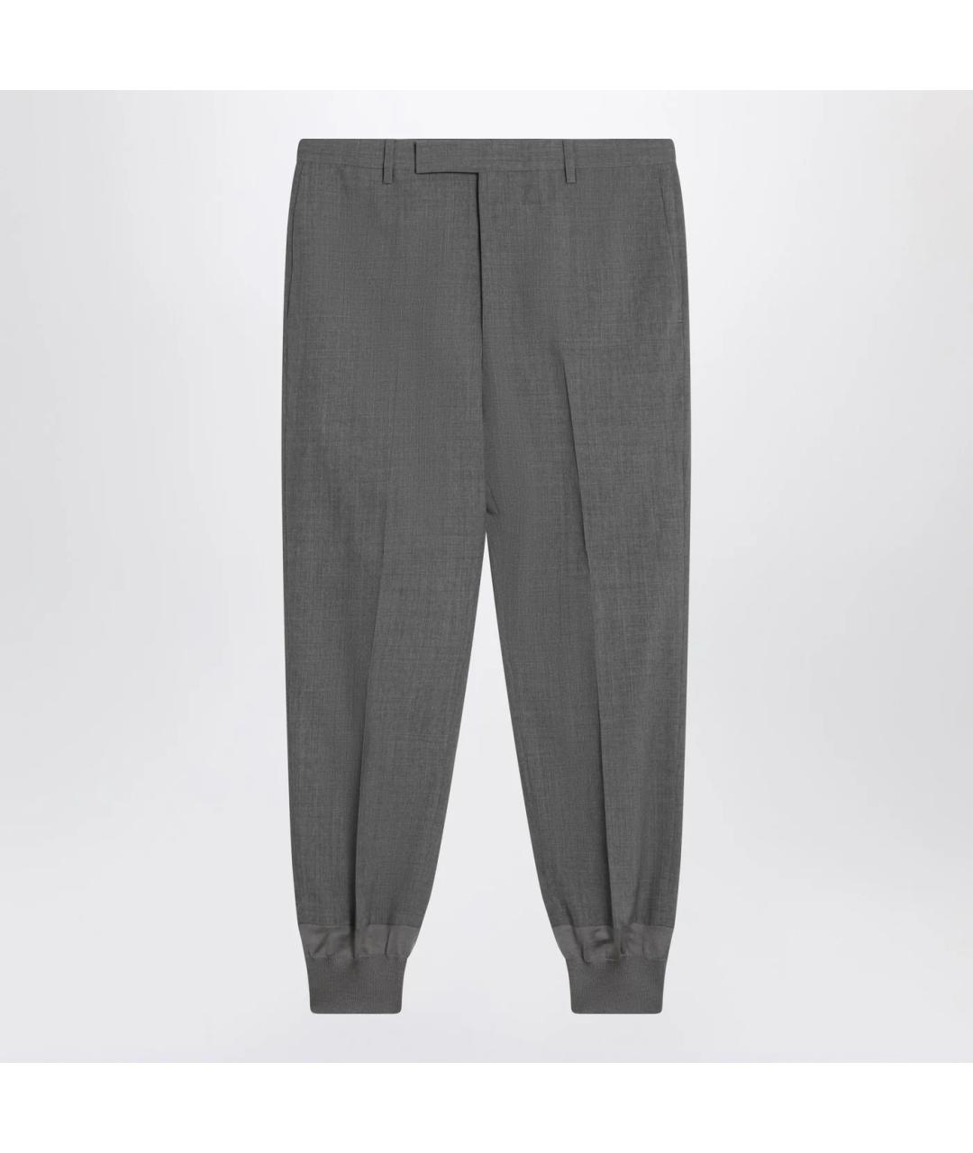 PRADA Серые шерстяные повседневные брюки, фото 3