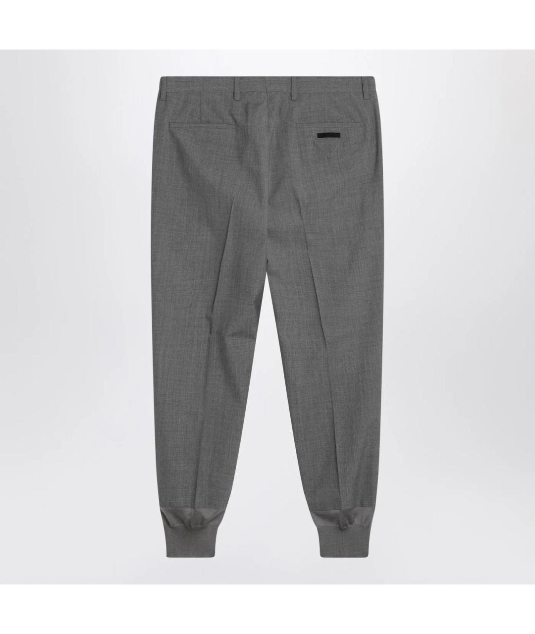 PRADA Серые шерстяные повседневные брюки, фото 2