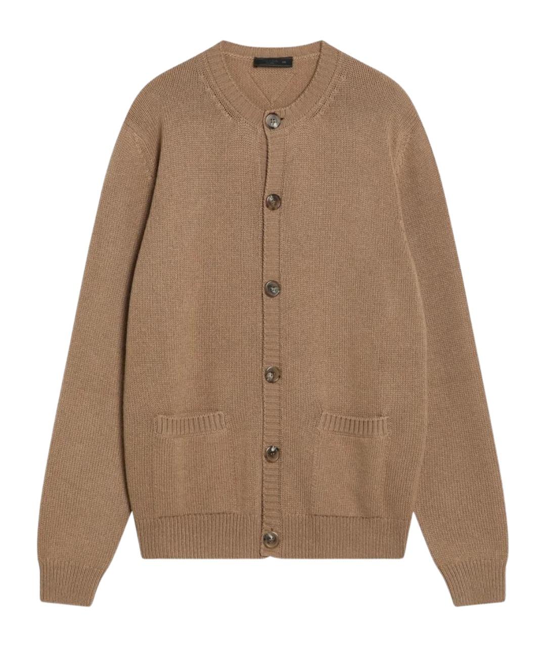 PRADA Коричневый кашемировый кардиган, фото 1
