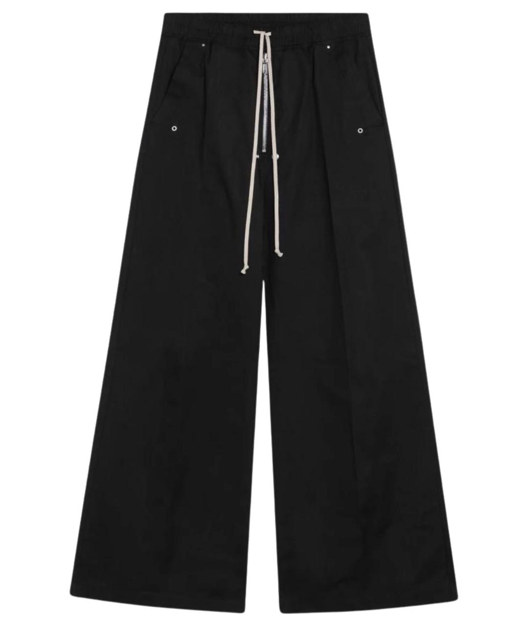 RICK OWENS Черные хлопковые повседневные брюки, фото 1