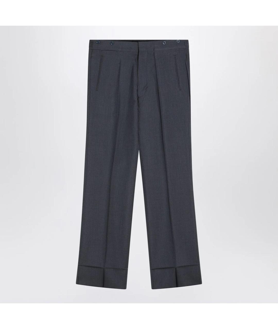 PRADA Синие шерстяные повседневные брюки, фото 3