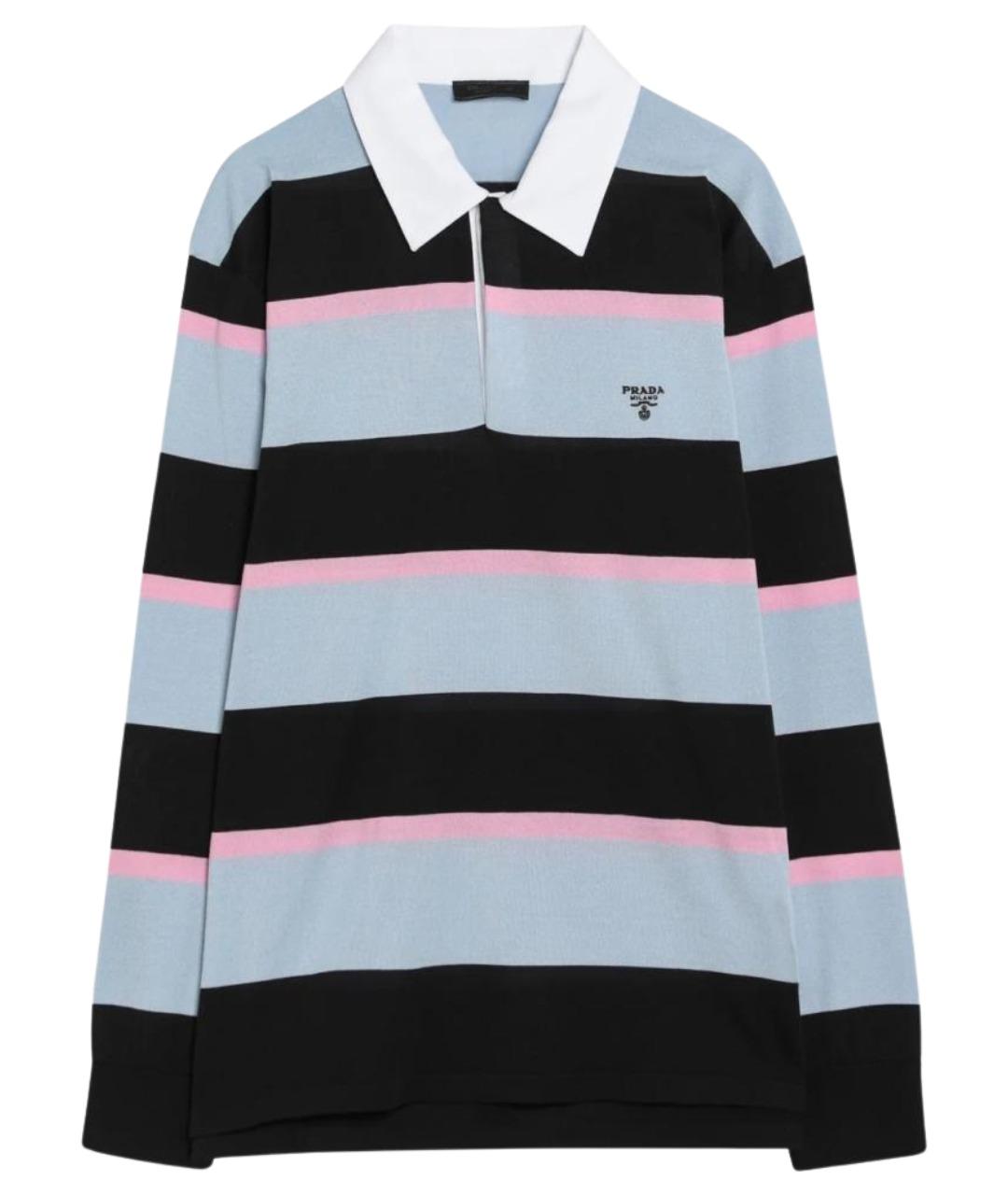 PRADA Мульти хлопковое поло с длинным рукавом, фото 1