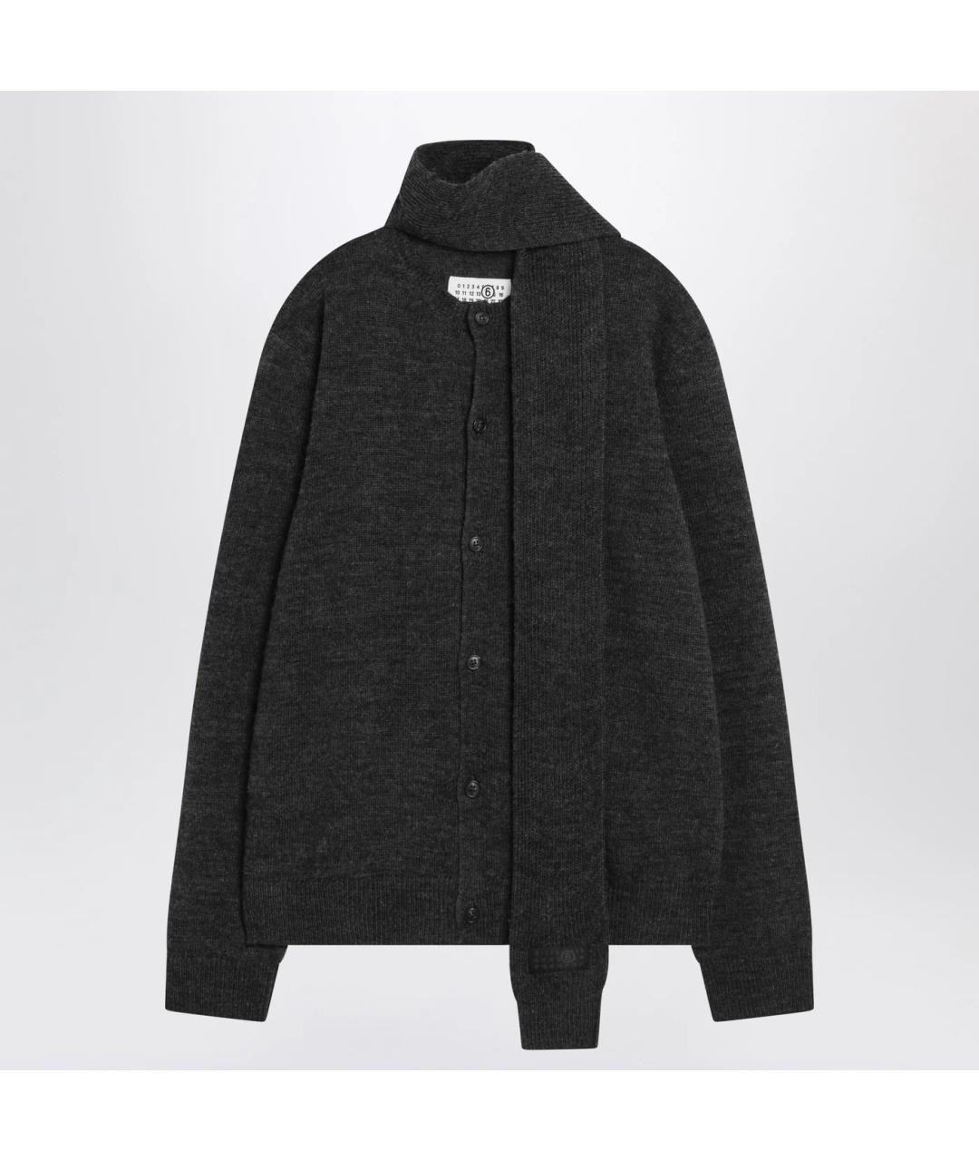 MM6 MAISON MARGIELA Антрацитовый шерстяной кардиган, фото 3
