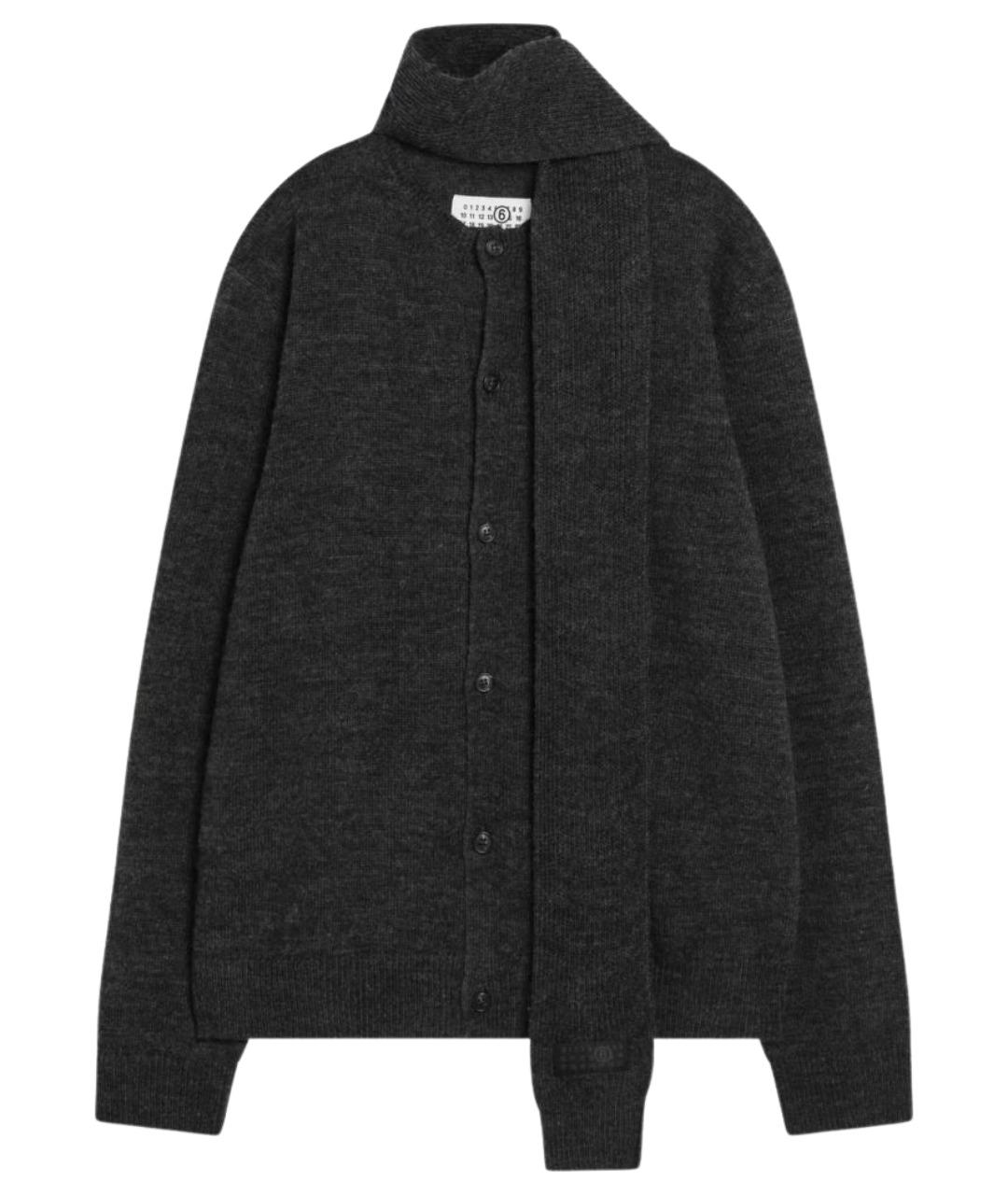 MM6 MAISON MARGIELA Антрацитовый шерстяной кардиган, фото 1