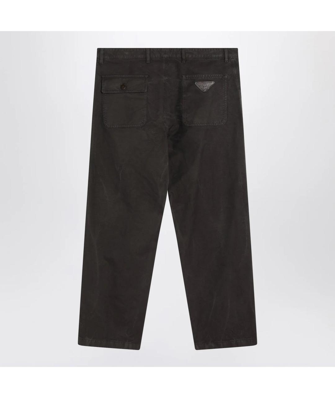 PRADA Коричневые хлопковые повседневные брюки, фото 2