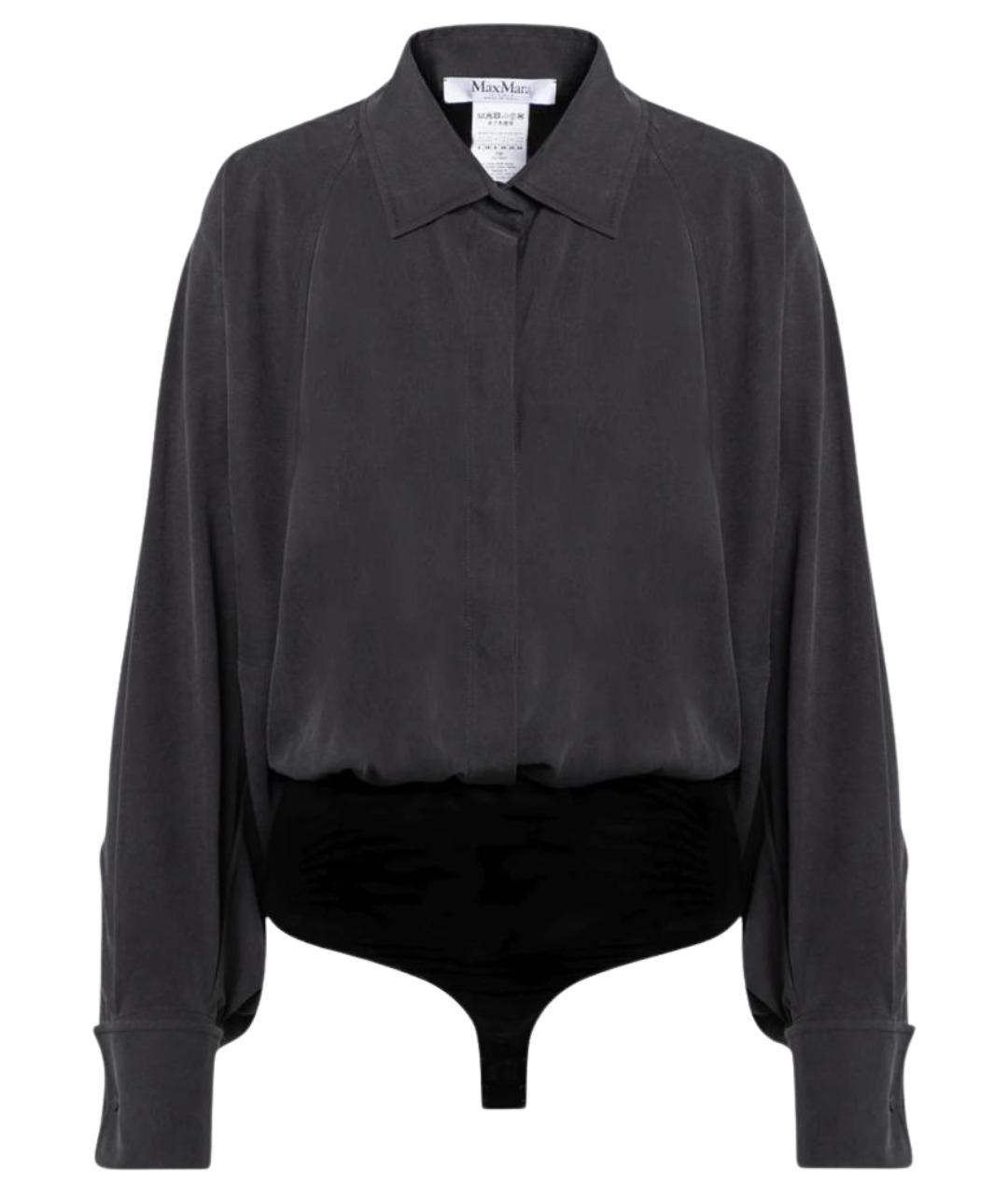 MAX MARA Антрацитовая шелковая рубашка, фото 1
