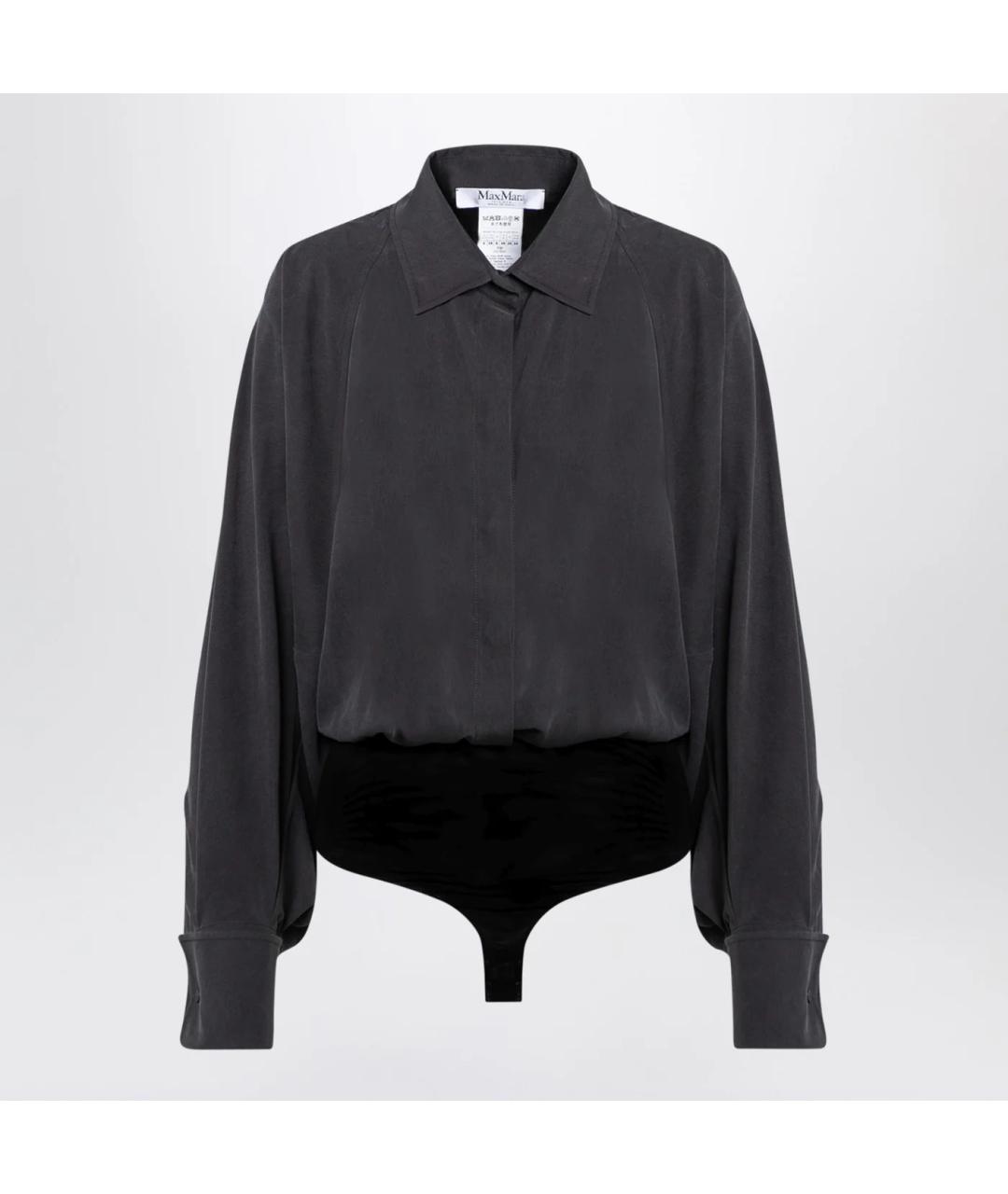 MAX MARA Антрацитовая шелковая рубашка, фото 3