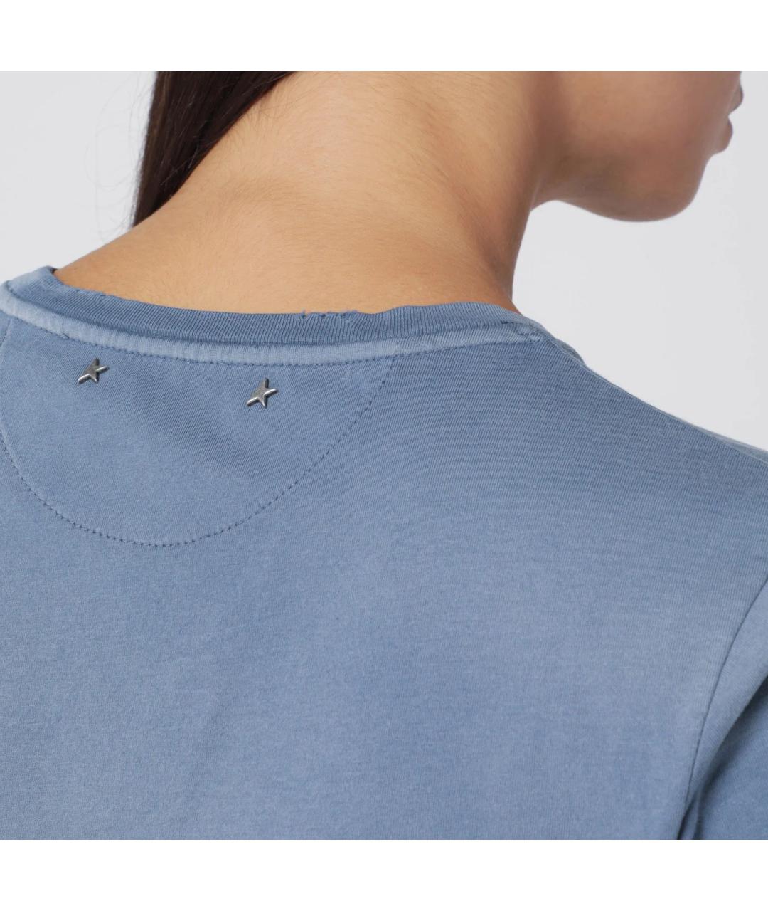 GOLDEN GOOSE DELUXE BRAND Голубая хлопковая футболка, фото 2