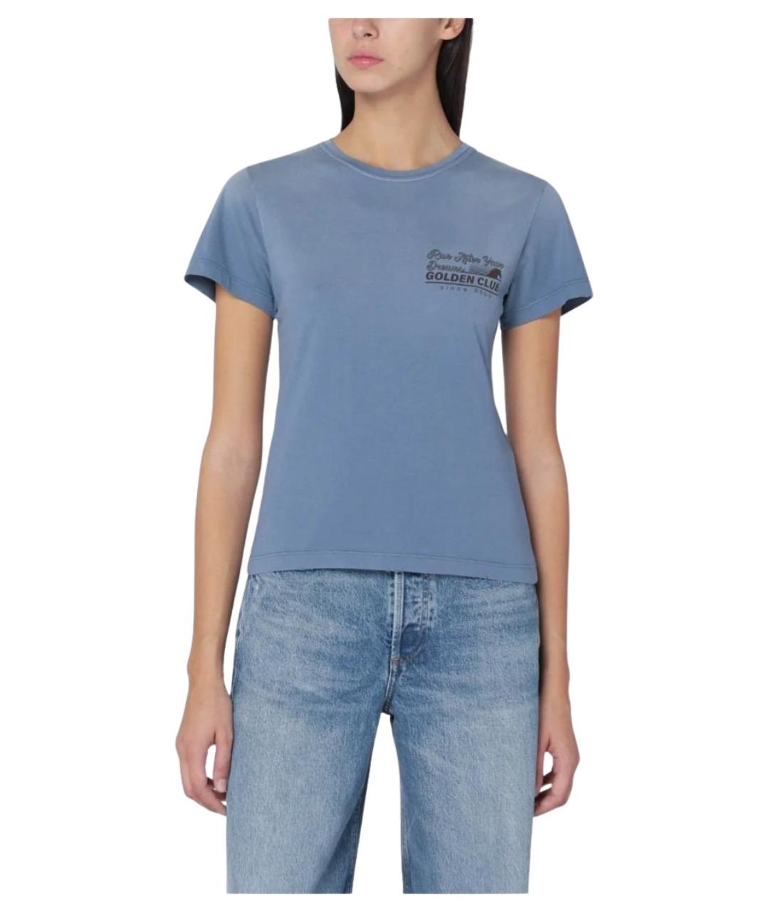 GOLDEN GOOSE DELUXE BRAND Голубая хлопковая футболка, фото 1