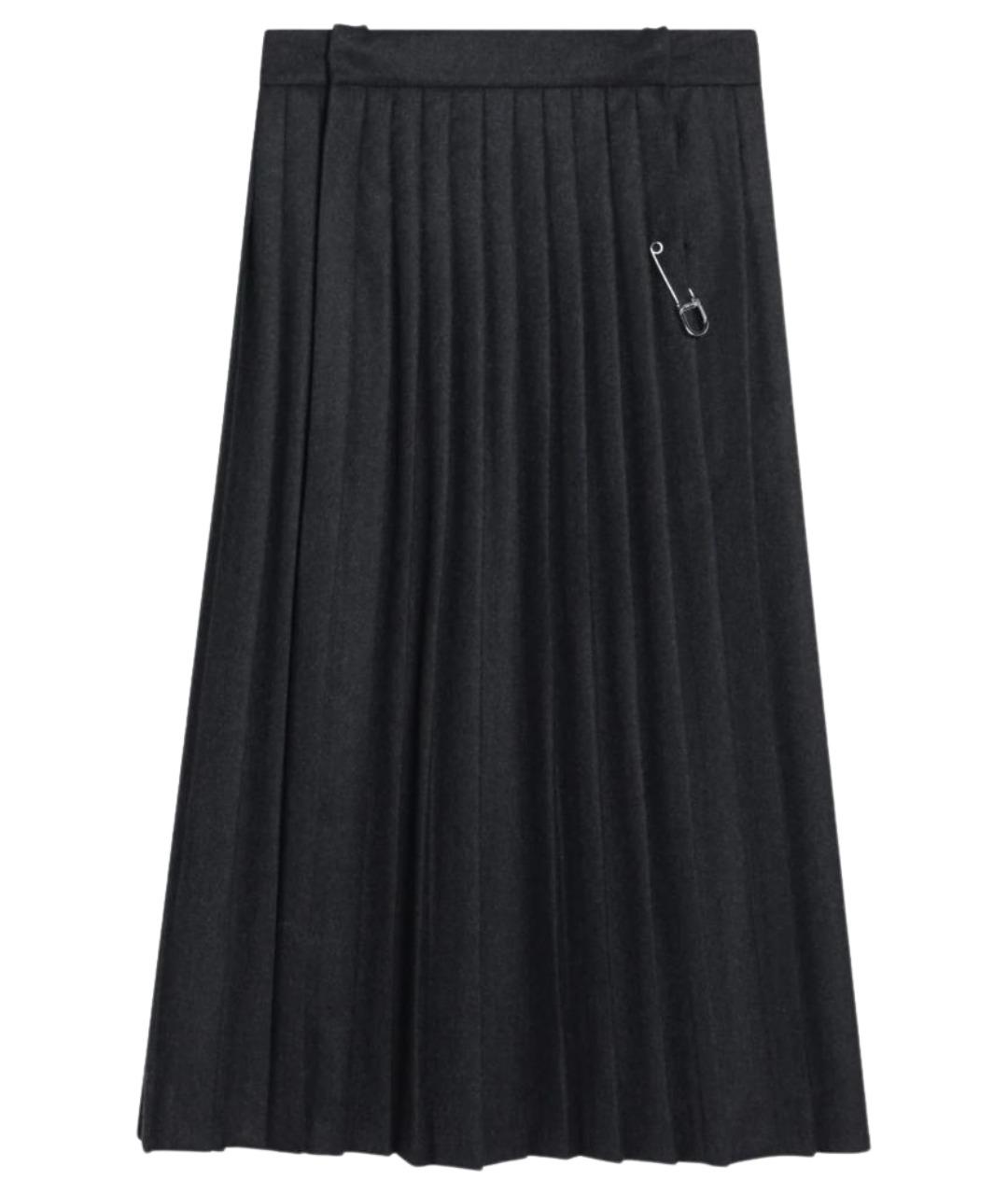 PRADA Серая шерстяная юбка миди, фото 1