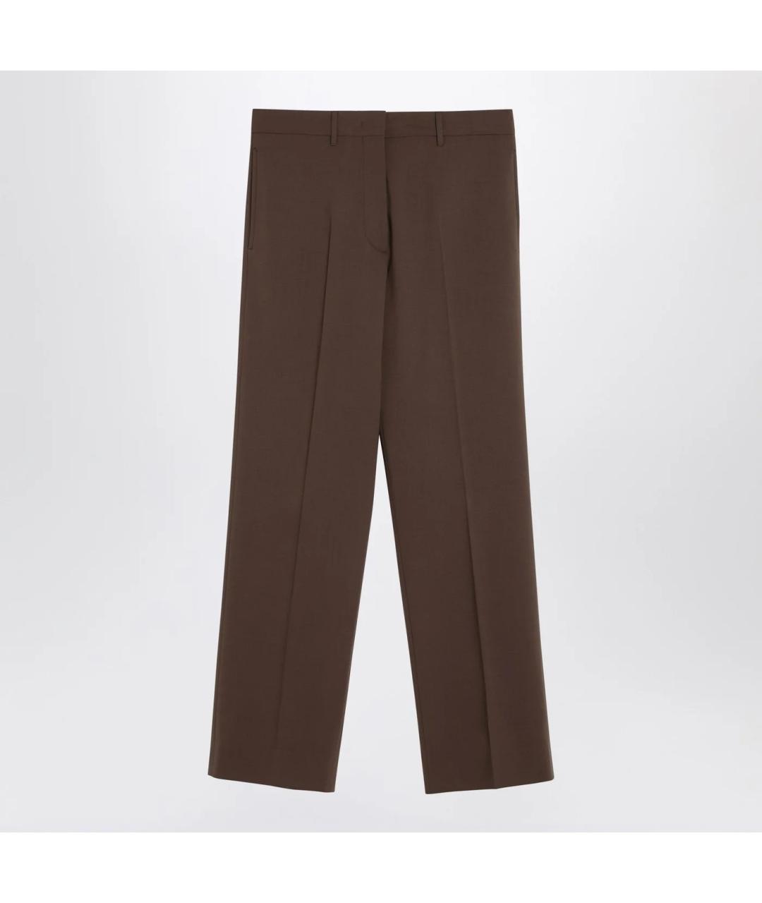 MIU MIU Коричневые шерстяные прямые брюки, фото 3