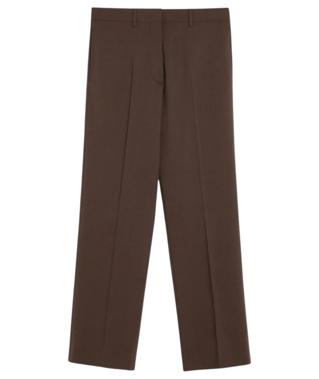 MIU MIU Коричневые шерстяные прямые брюки, фото 1
