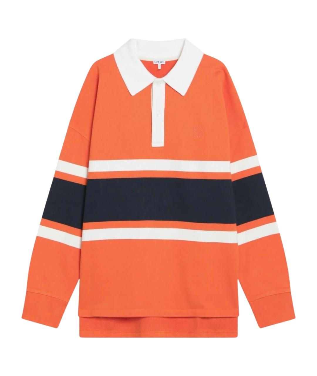 LOEWE Оранжевое хлопковое поло с длинным рукавом, фото 1