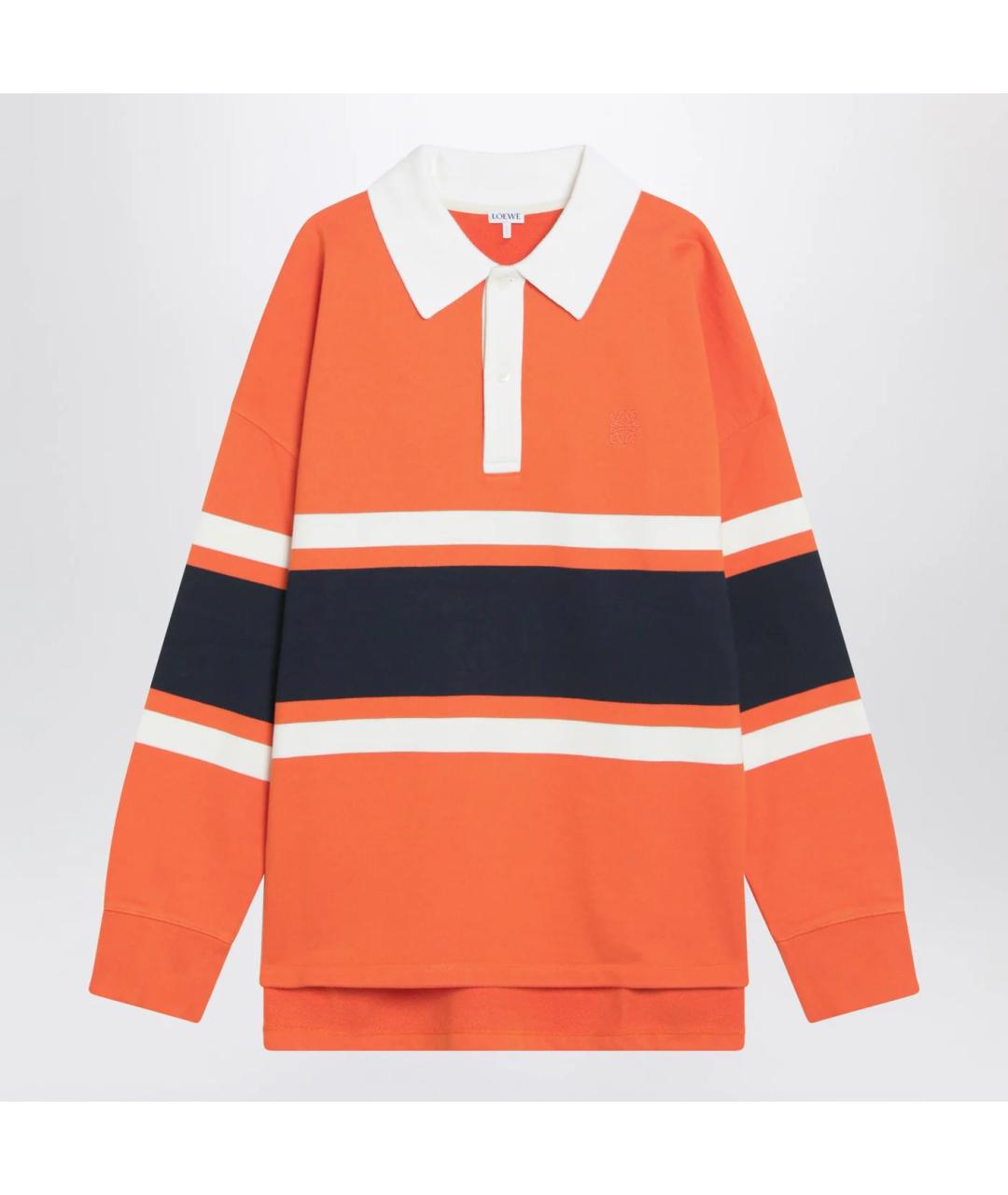 LOEWE Оранжевое хлопковое поло с длинным рукавом, фото 3