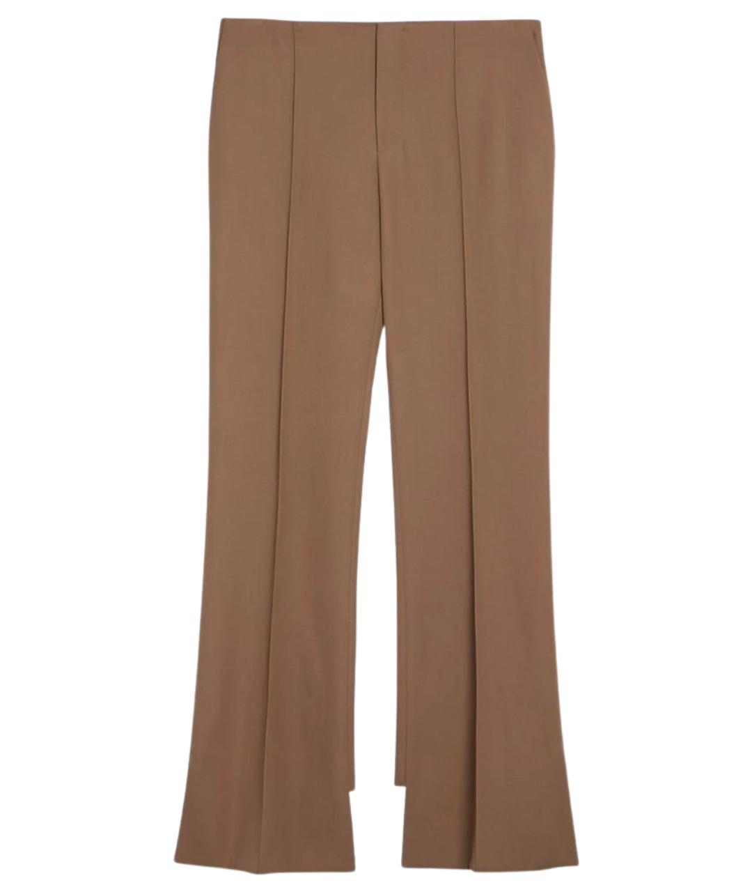 CHLOE Коричневые шерстяные прямые брюки, фото 1