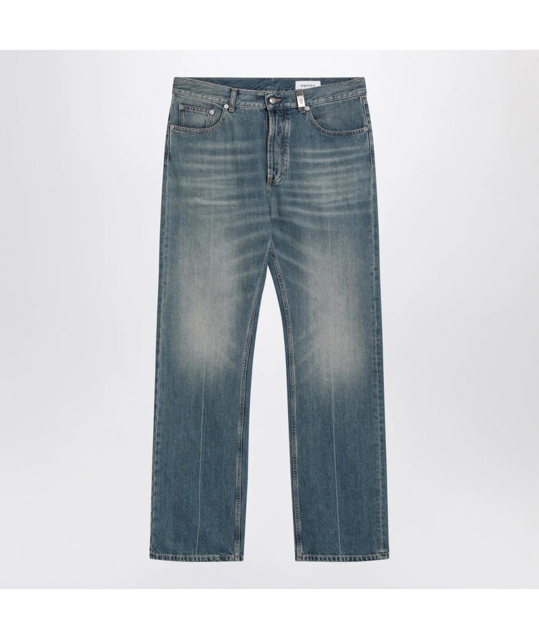 ALEXANDER MCQUEEN Синие хлопковые прямые джинсы, фото 3