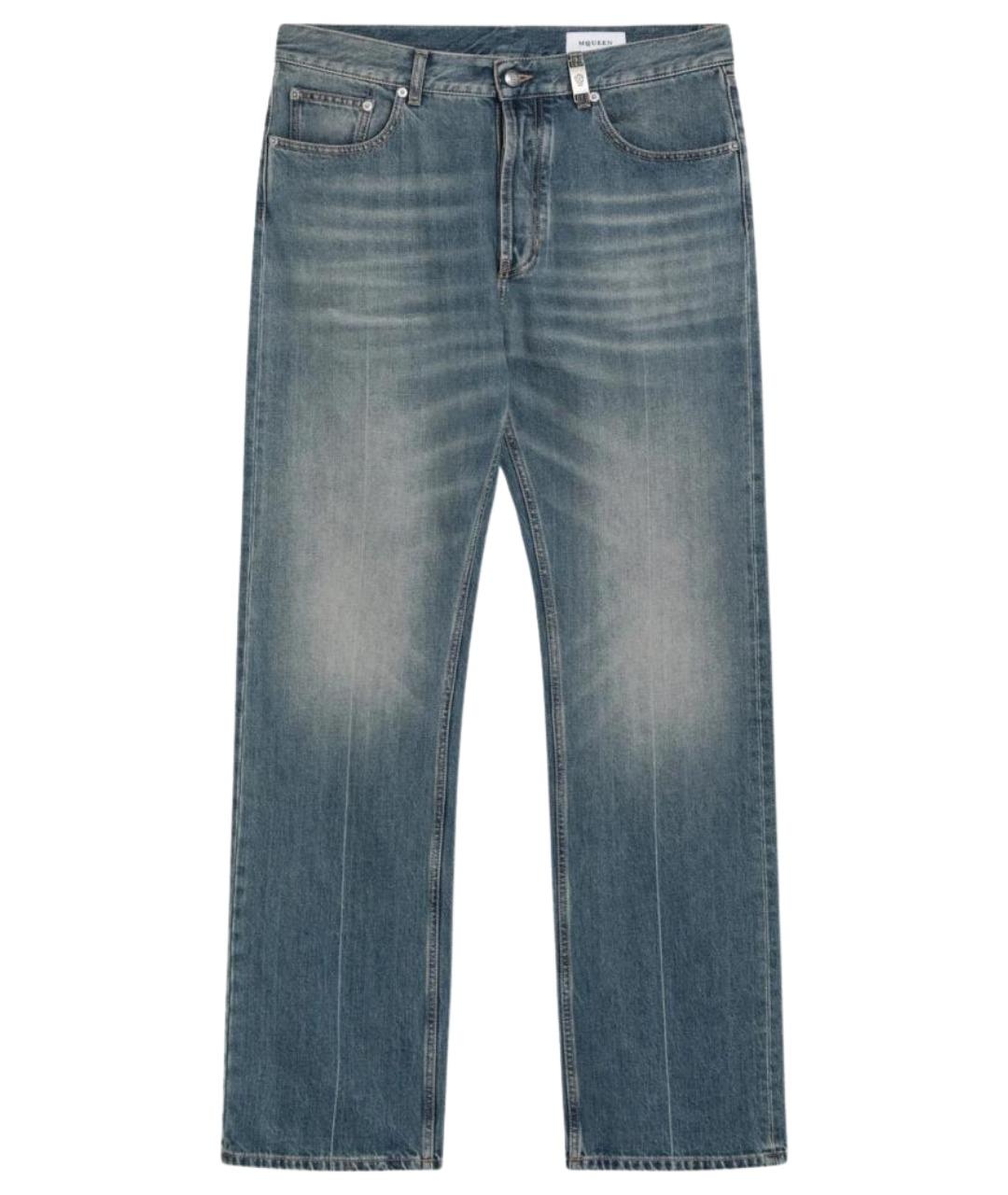 ALEXANDER MCQUEEN Синие хлопковые прямые джинсы, фото 1