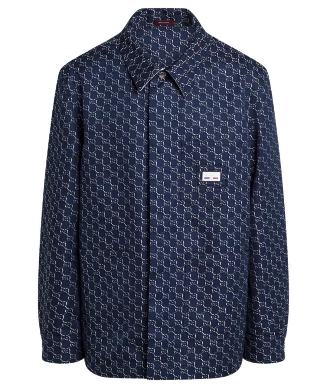 GUCCI Синяя хлопко-эластановая куртка, фото 1