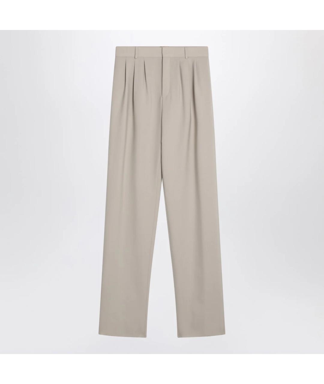 SAINT LAURENT Бежевые шерстяные прямые брюки, фото 3