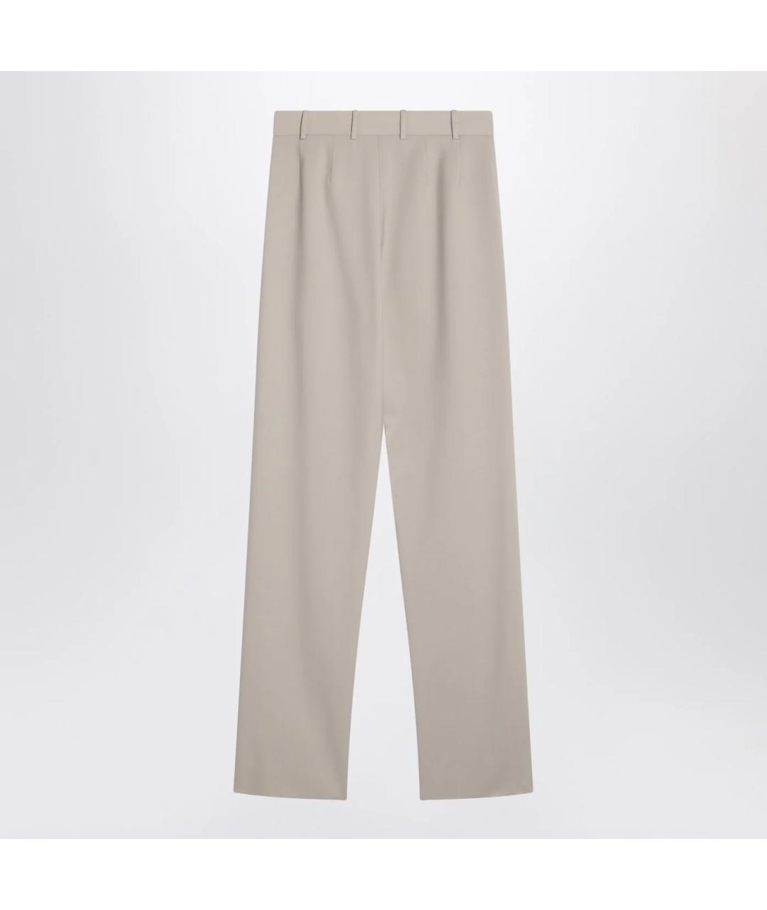 SAINT LAURENT Бежевые шерстяные прямые брюки, фото 2