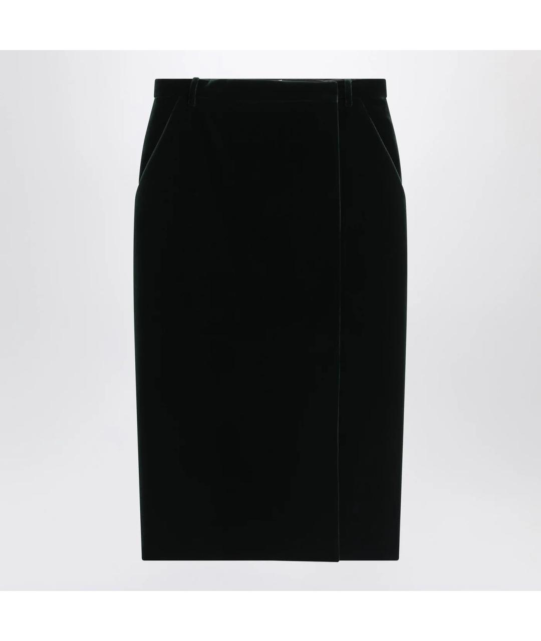 SAINT LAURENT Черная хлопковая юбка миди, фото 3