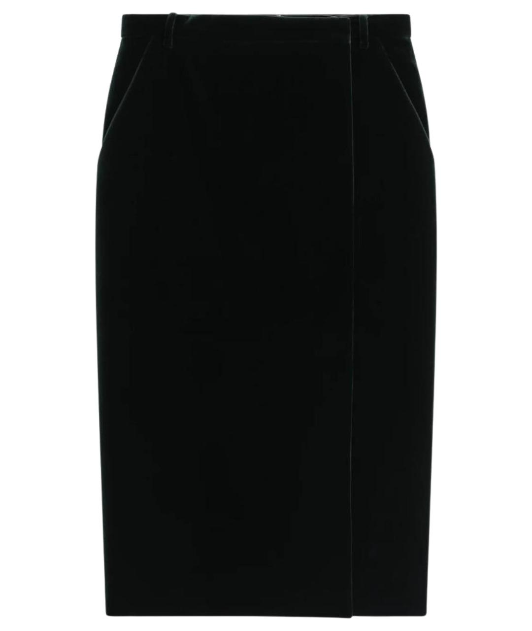 SAINT LAURENT Черная хлопковая юбка миди, фото 1
