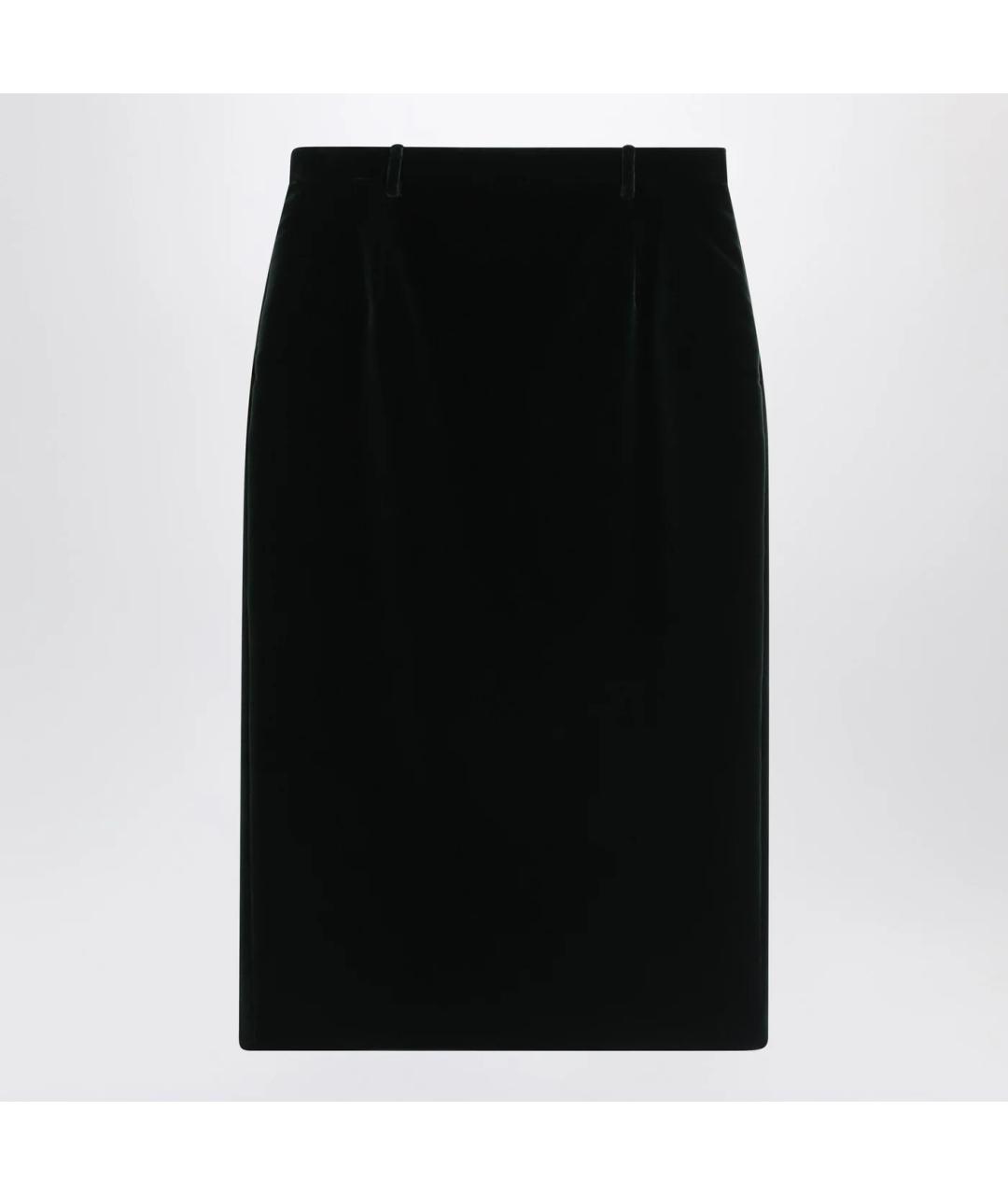 SAINT LAURENT Черная хлопковая юбка миди, фото 2