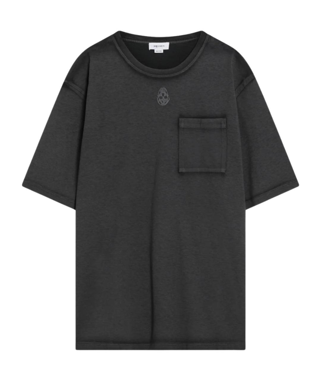 ALEXANDER MCQUEEN Черная хлопковая футболка, фото 1