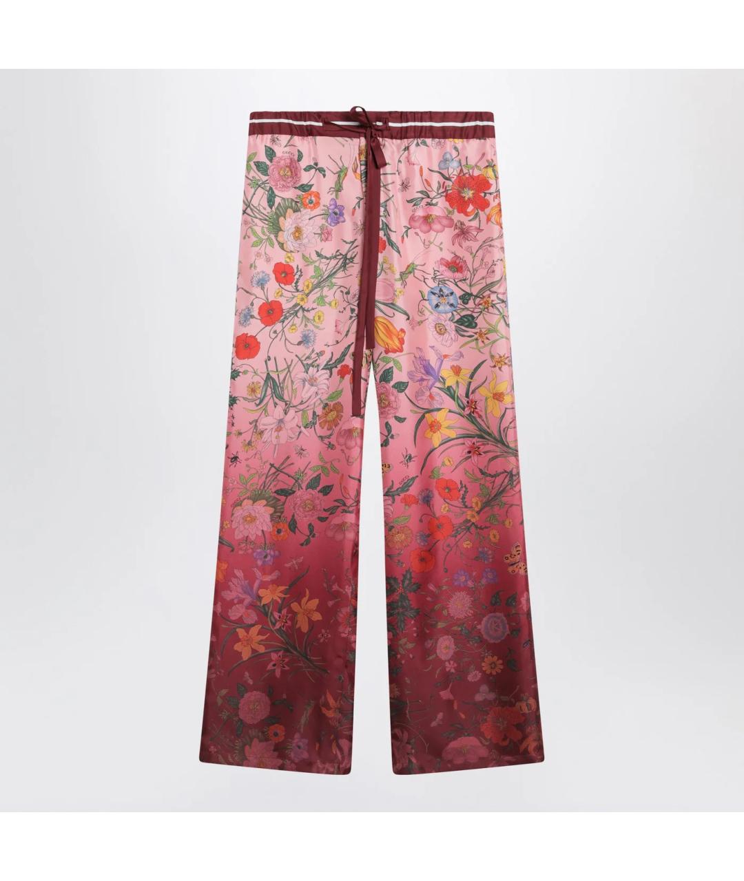 GUCCI Розовые шелковые прямые брюки, фото 3