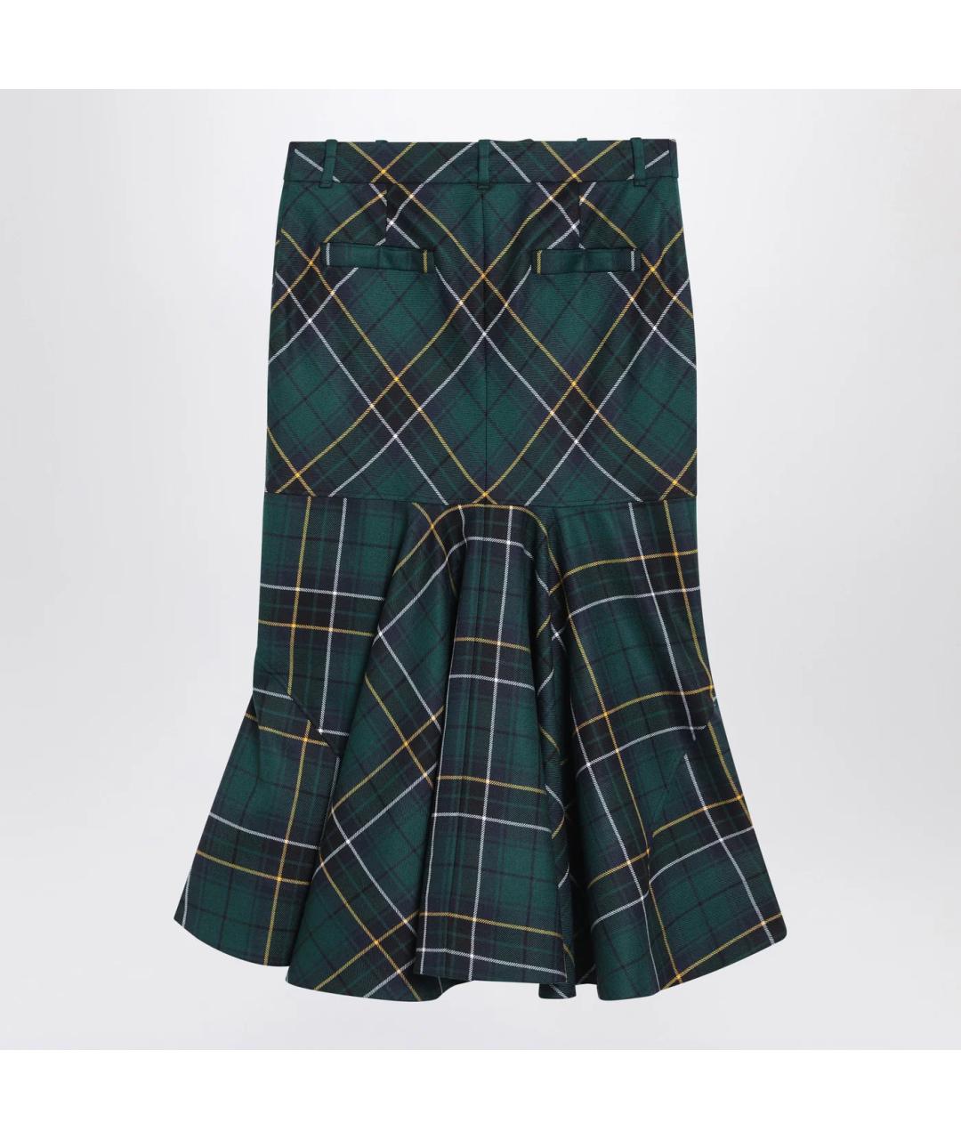 ALEXANDER MCQUEEN Зеленая шерстяная юбка миди, фото 2